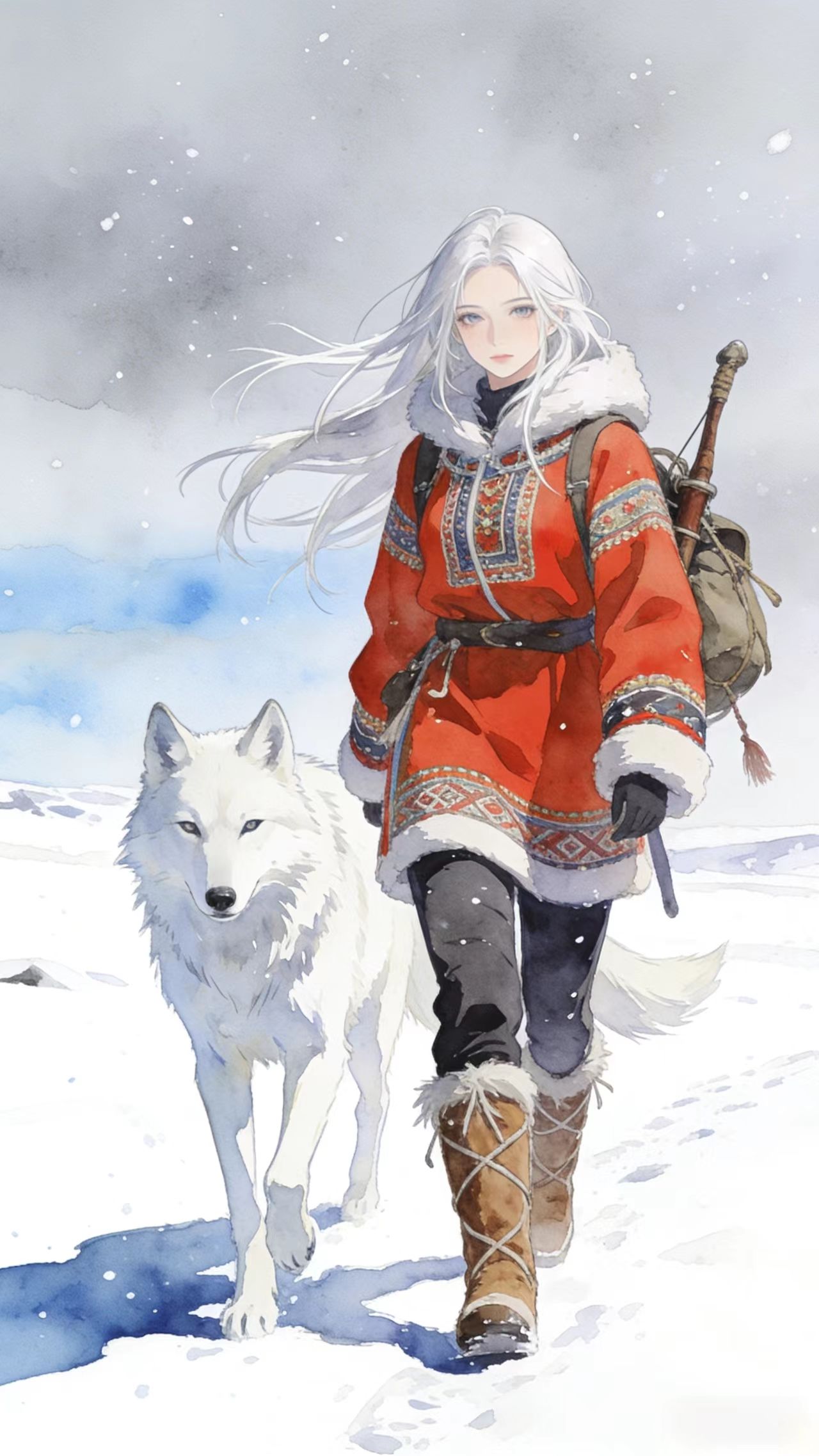 《银发女孩与狼》封面